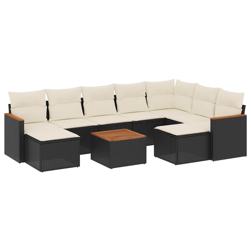 Thumbnail - vidaXL 10-tlg. Garten-Sofagarnitur mit Kissen Schwarz Poly Rattan