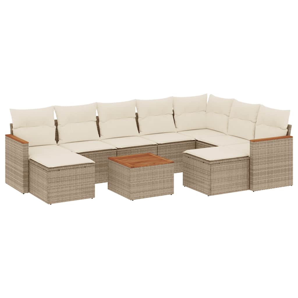 Thumbnail - vidaXL 10-tlg. Garten-Sofagarnitur mit Kissen Beige Poly Rattan