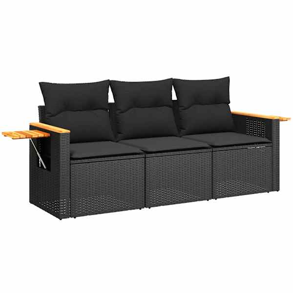vidaXL 3-osaline aiadiivanikomplekt patjadega, must, pol&uuml;rotang
