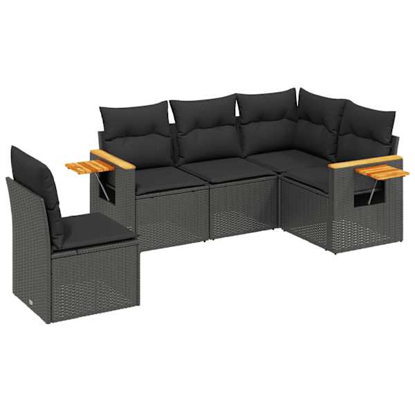vidaXL 5-osaline aiadiivanikomplekt patjadega, must, pol&uuml;rotang