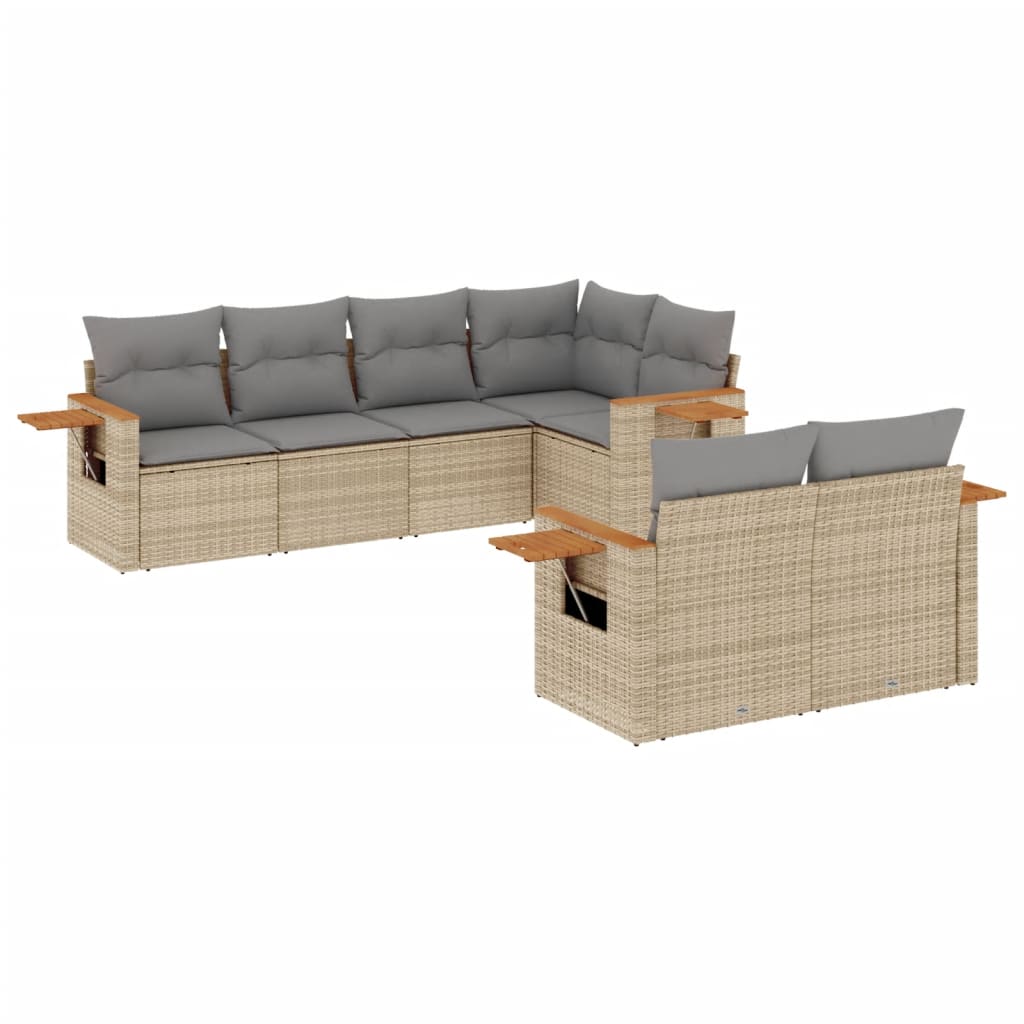 Thumbnail - vidaXL 7-tlg. Garten-Sofagarnitur mit Kissen Grau Poly Rattan