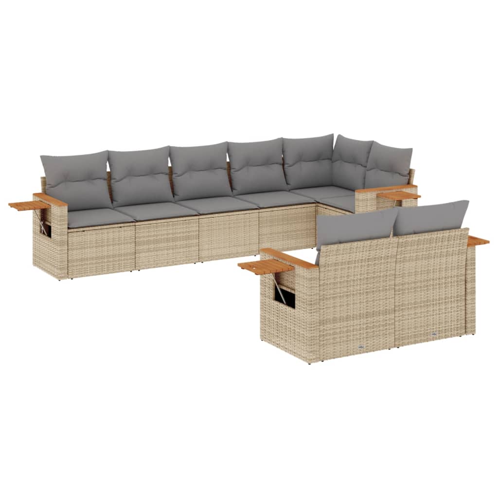 Thumbnail - vidaXL 8-tlg. Garten-Sofagarnitur mit Kissen Beige Poly Rattan