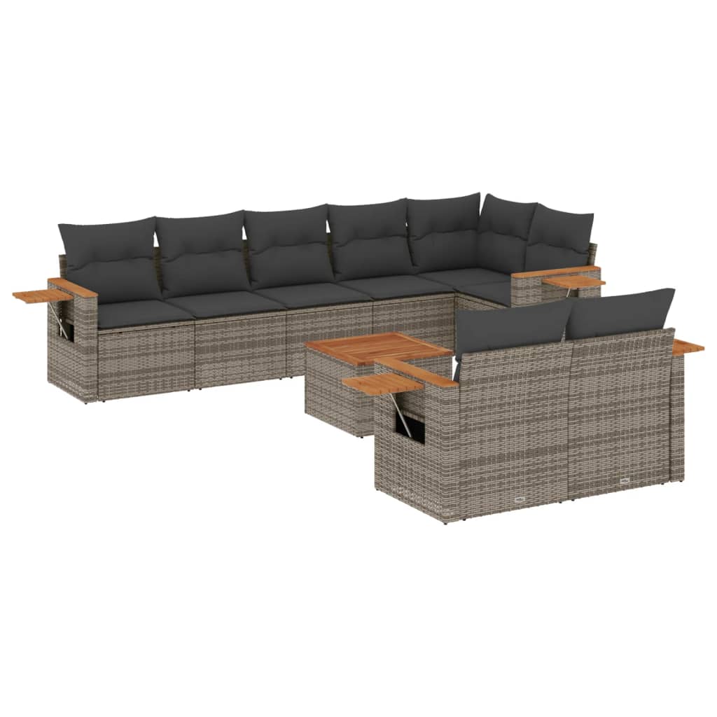 vidaXL Patio Sofa Set 9-Locuri Grey