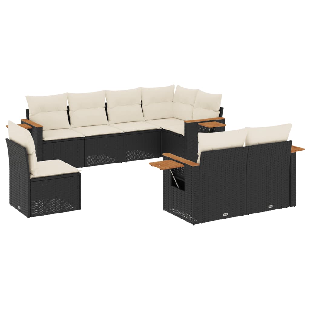 Thumbnail - vidaXL 8-tlg. Garten-Sofagarnitur mit Kissen Schwarz Poly Rattan