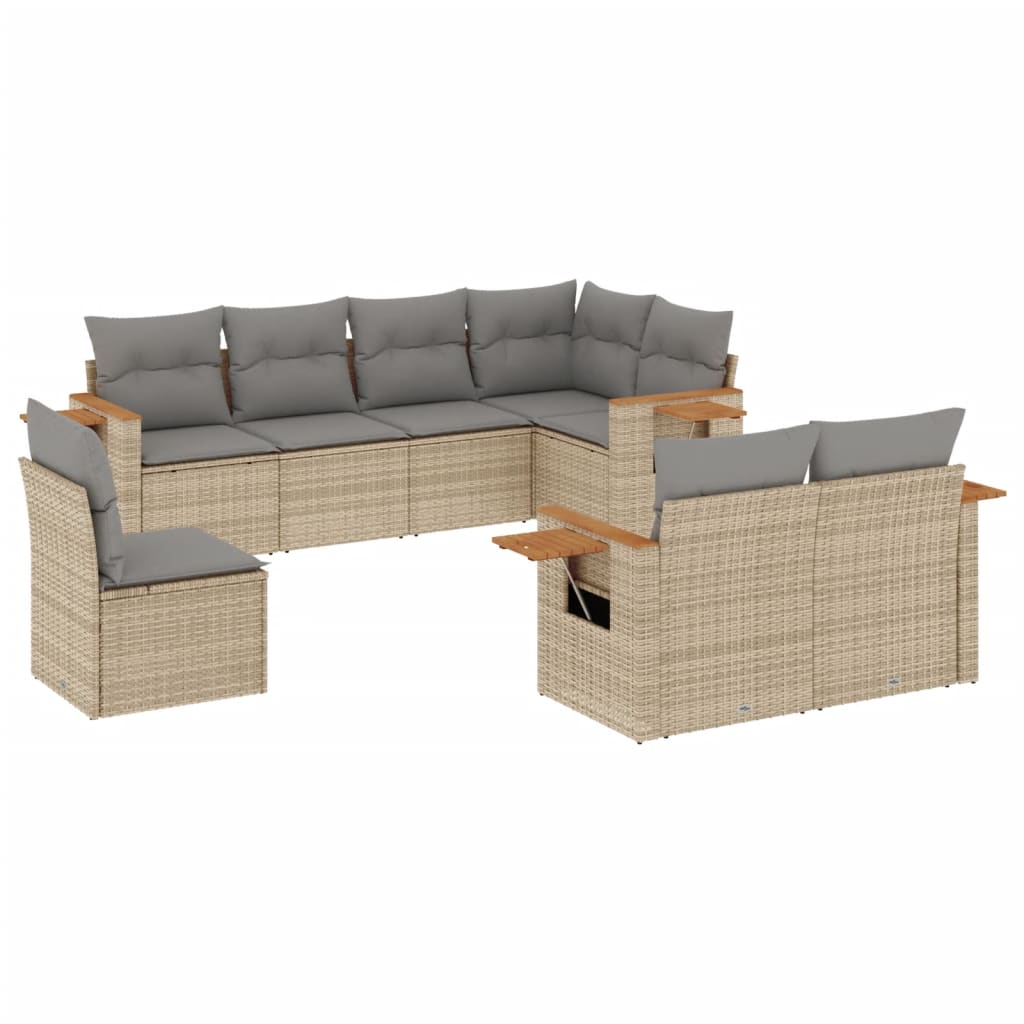 Thumbnail - vidaXL 8-tlg. Garten-Sofagarnitur mit Kissen Beige Poly Rattan