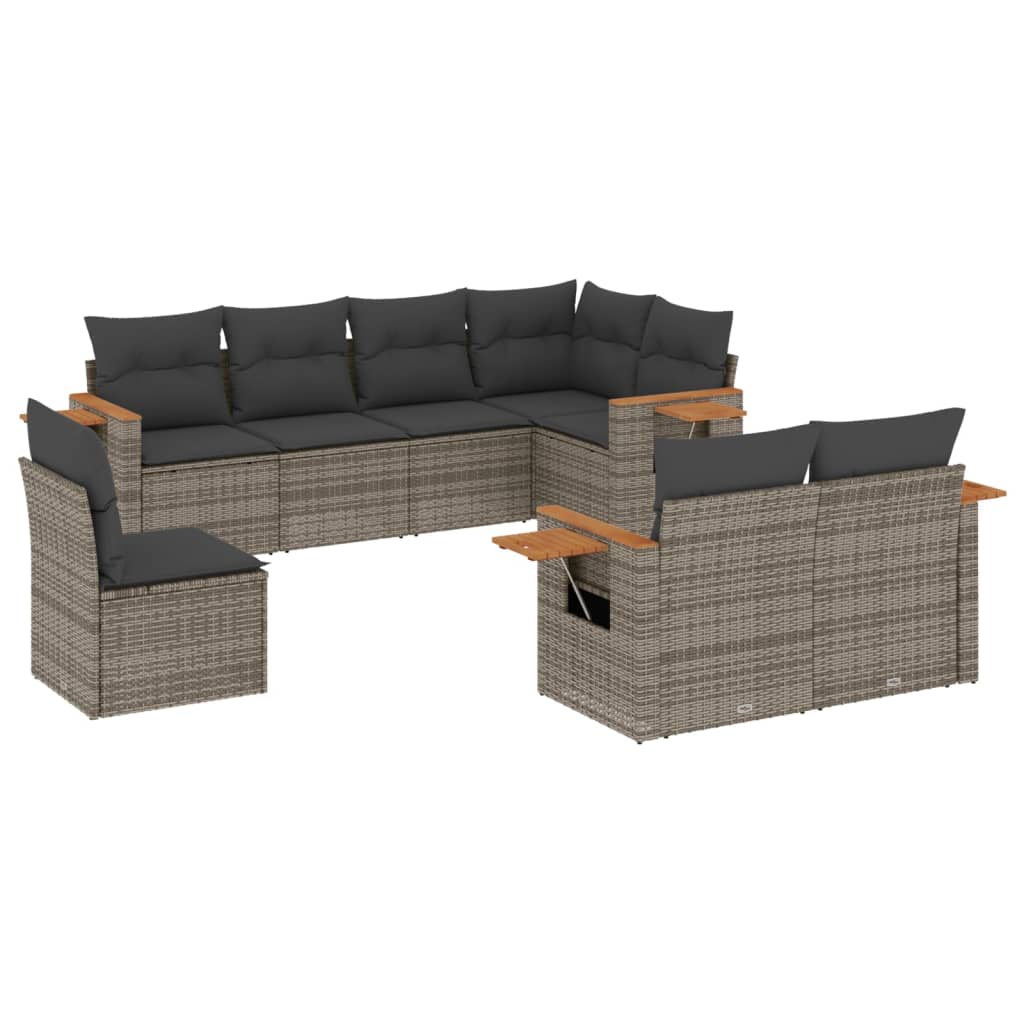 Thumbnail - vidaXL 8-tlg. Garten-Sofagarnitur mit Kissen Grau Poly Rattan