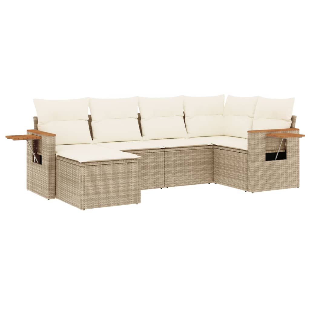 Thumbnail - vidaXL 6-tlg. Garten-Sofagarnitur mit Kissen Beige Poly Rattan