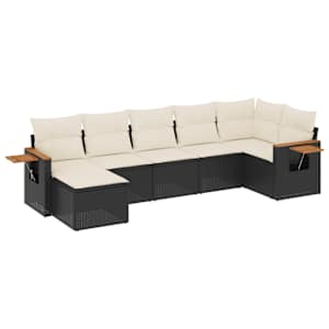 vidaXL 7-osaline aiadiivani komplekt patjadega, must, pol&uuml;rotang