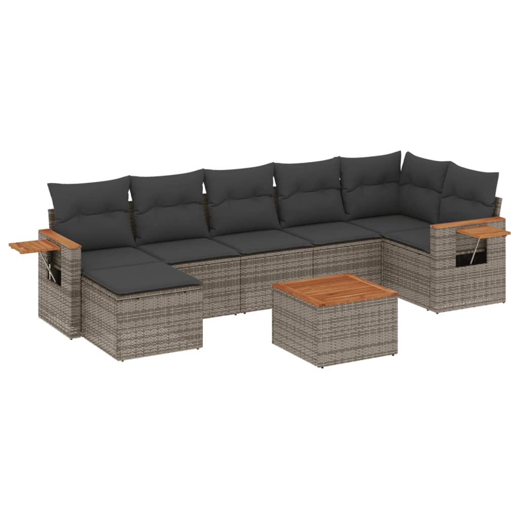 Thumbnail - vidaXL 8-tlg. Garten-Sofagarnitur mit Kissen Grau Poly Rattan