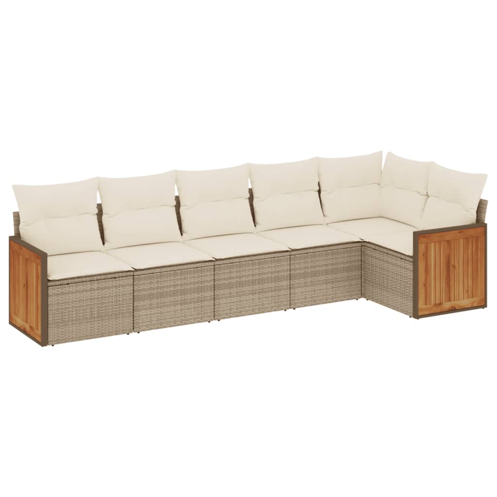 Thumbnail - vidaXL 6-tlg. Garten-Sofagarnitur mit Kissen Beige Poly Rattan