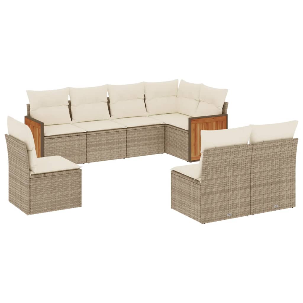 Thumbnail - vidaXL 8-tlg. Garten-Sofagarnitur mit Kissen Beige Poly Rattan
