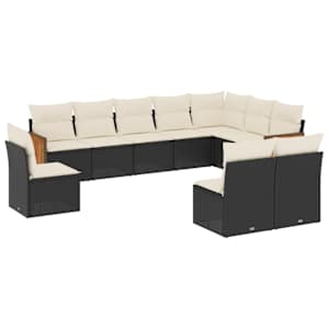 vidaXL 10-osaline aiadiivani komplekt patjadega, must, pol&uuml;rotang