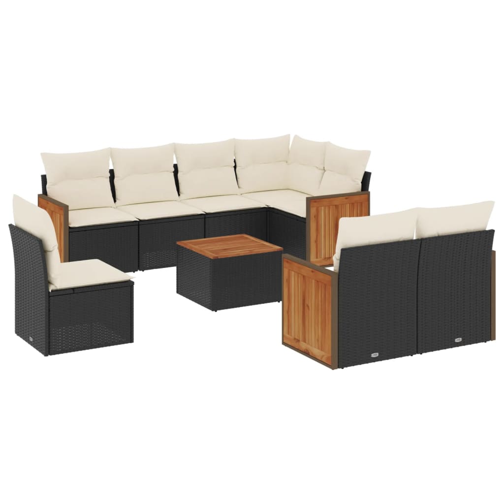 Thumbnail - vidaXL 9-tlg. Garten-Sofagarnitur mit Kissen Schwarz Poly Rattan