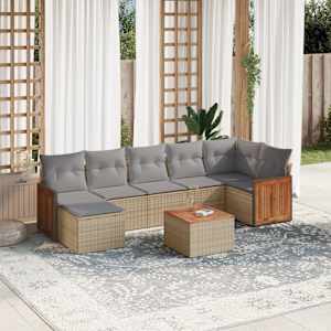 Vrtna sedežna garnitura 8-delna z blazinami bež poli ratan