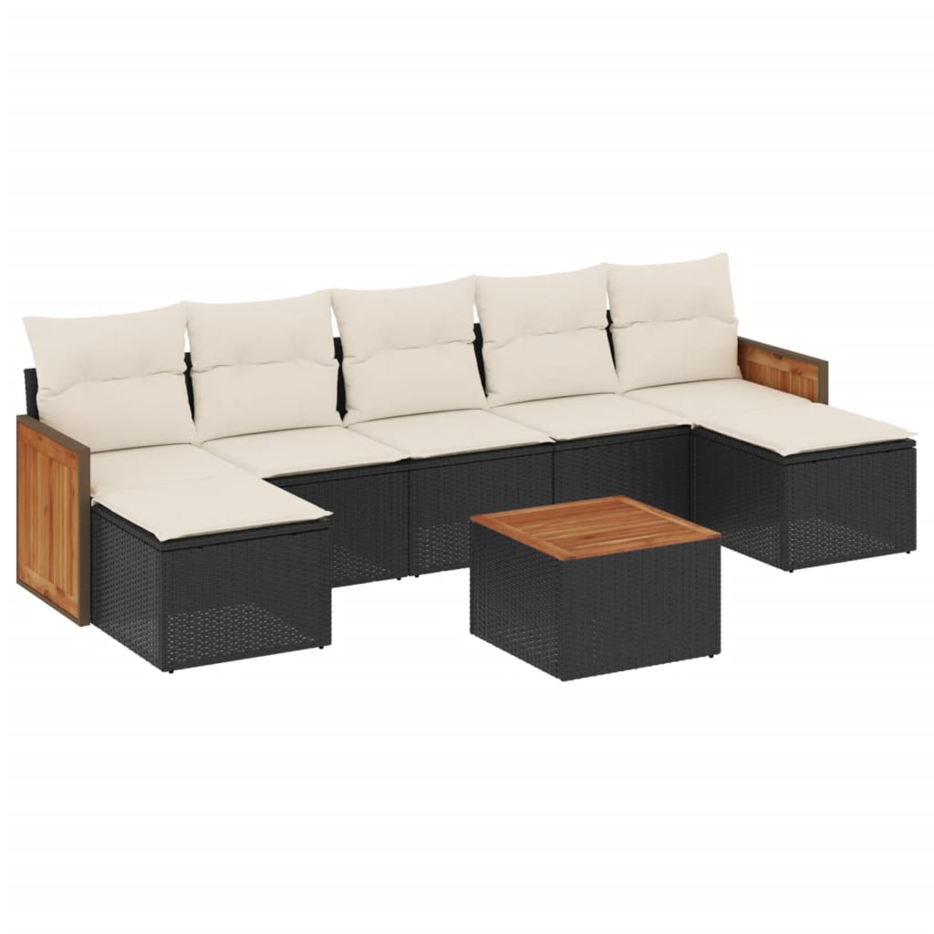 Thumbnail - vidaXL 8-tlg. Garten-Sofagarnitur mit Kissen Schwarz Poly Rattan