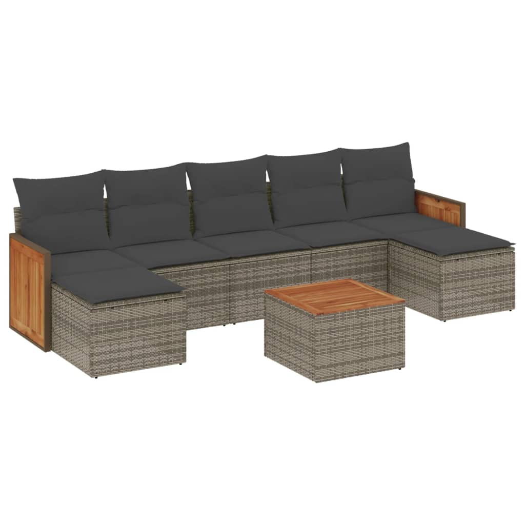 Thumbnail - vidaXL 8-tlg. Garten-Sofagarnitur mit Kissen Grau Poly Rattan