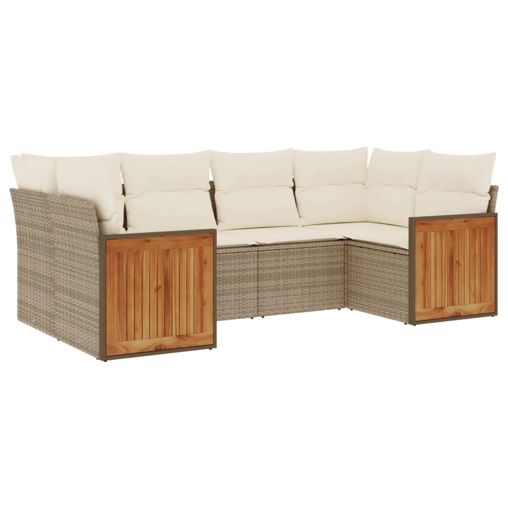 Thumbnail - vidaXL 6-tlg. Garten-Sofagarnitur mit Kissen Beige Poly Rattan