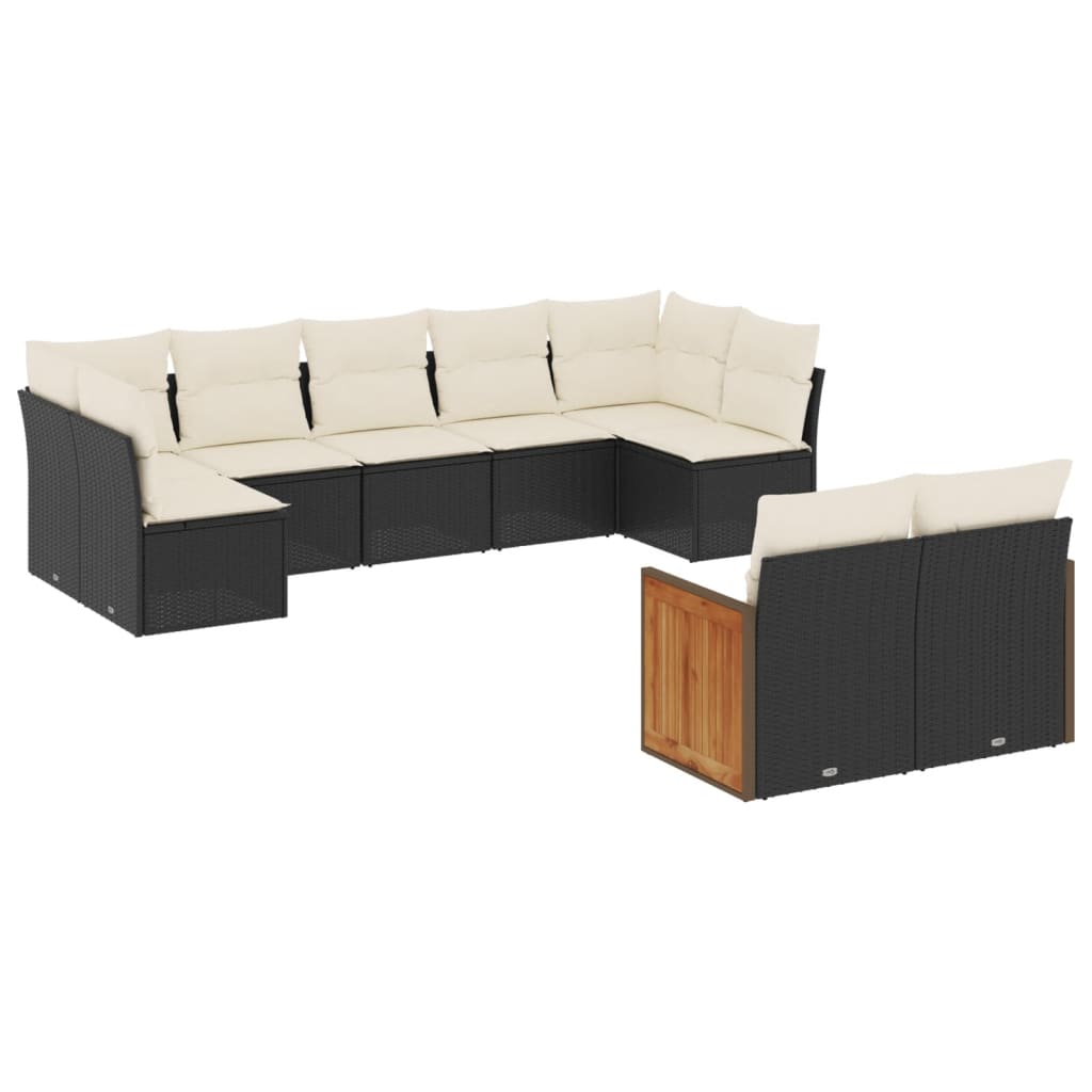 Thumbnail - vidaXL 9-tlg. Garten-Sofagarnitur mit Kissen Schwarz Poly Rattan