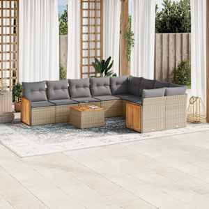 Vrtna sedežna garnitura 10-delna z blazinami bež poli ratan