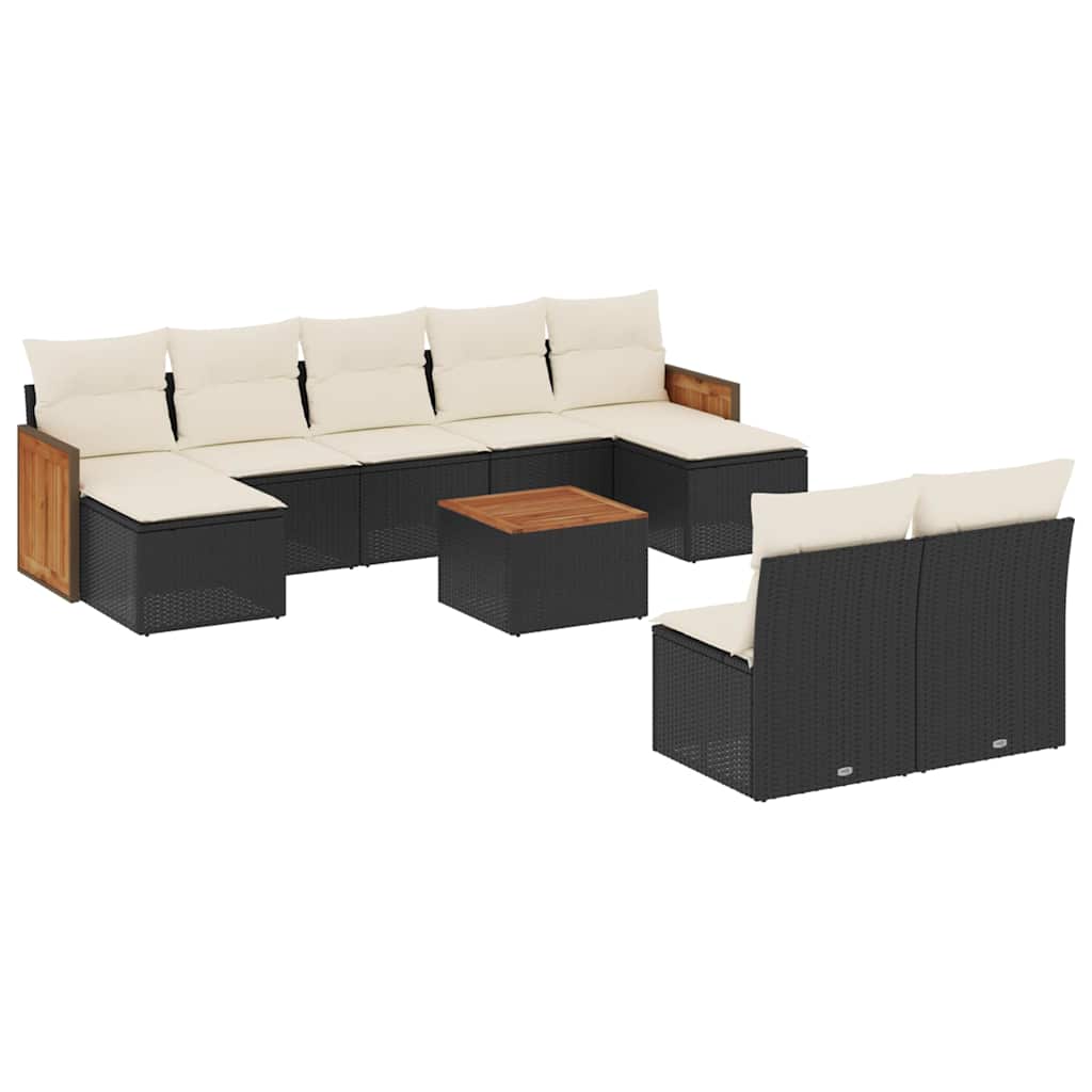 Thumbnail - vidaXL 10-tlg. Garten-Sofagarnitur mit Kissen Schwarz Poly Rattan
