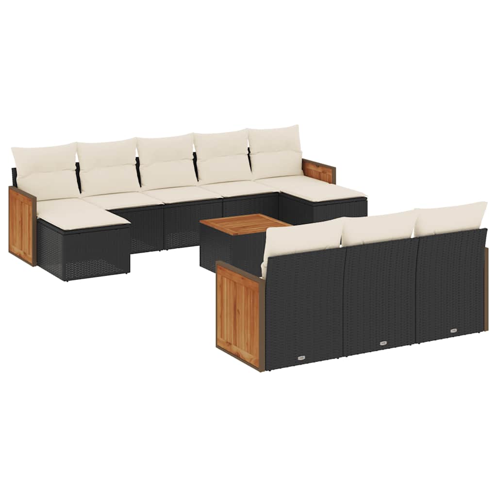 Thumbnail - vidaXL 11-tlg. Garten-Sofagarnitur mit Kissen Schwarz Poly Rattan