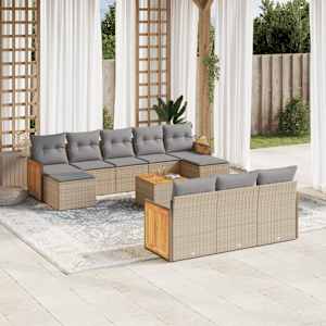 Vrtna sedežna garnitura 11-delna z blazinami bež poli ratan