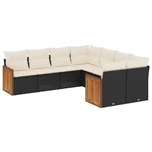 vidaXL 8-osaline aiadiivani komplekt patjadega, must, pol&uuml;rotang