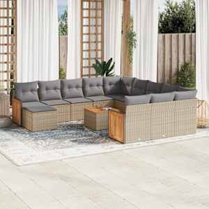 Vrtna sedežna garnitura 13-delna z blazinami bež poli ratan