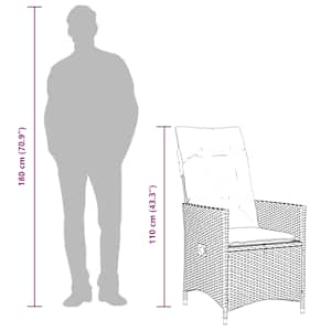 Vrtna jedilna garnitura 5-delna z blazinami črn poli ratan - slika 13