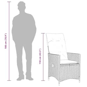 Vrtna jedilna garnitura 9-delna z blazinami črn poli ratan - slika 13