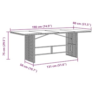 Vrtna jedilna garnitura 7-delna z blazinami črna poli ratan - slika 9