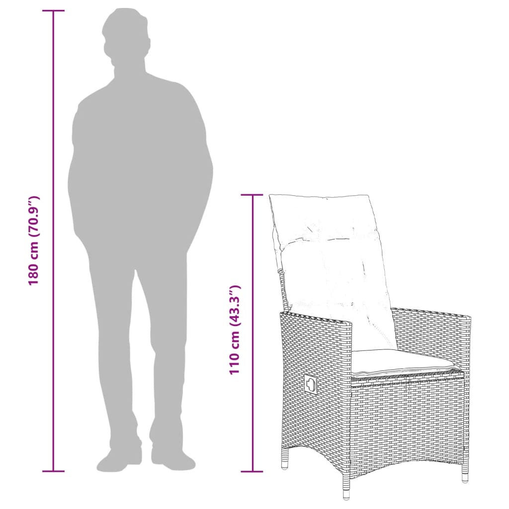 Vrtna jedilna garnitura 5-delna z blazinami siv poli ratan - slika 13