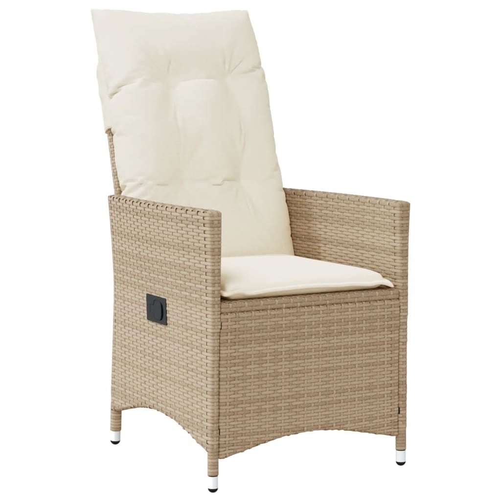 vidaXL 3-delige Bistroset met kussens poly rattan beige afbeelding