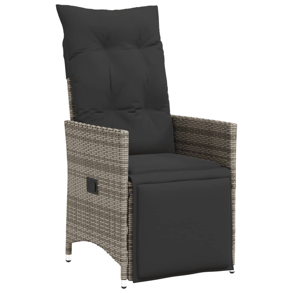 vidaXL 5-delige Bistroset met kussens poly rattan grijs afbeelding
