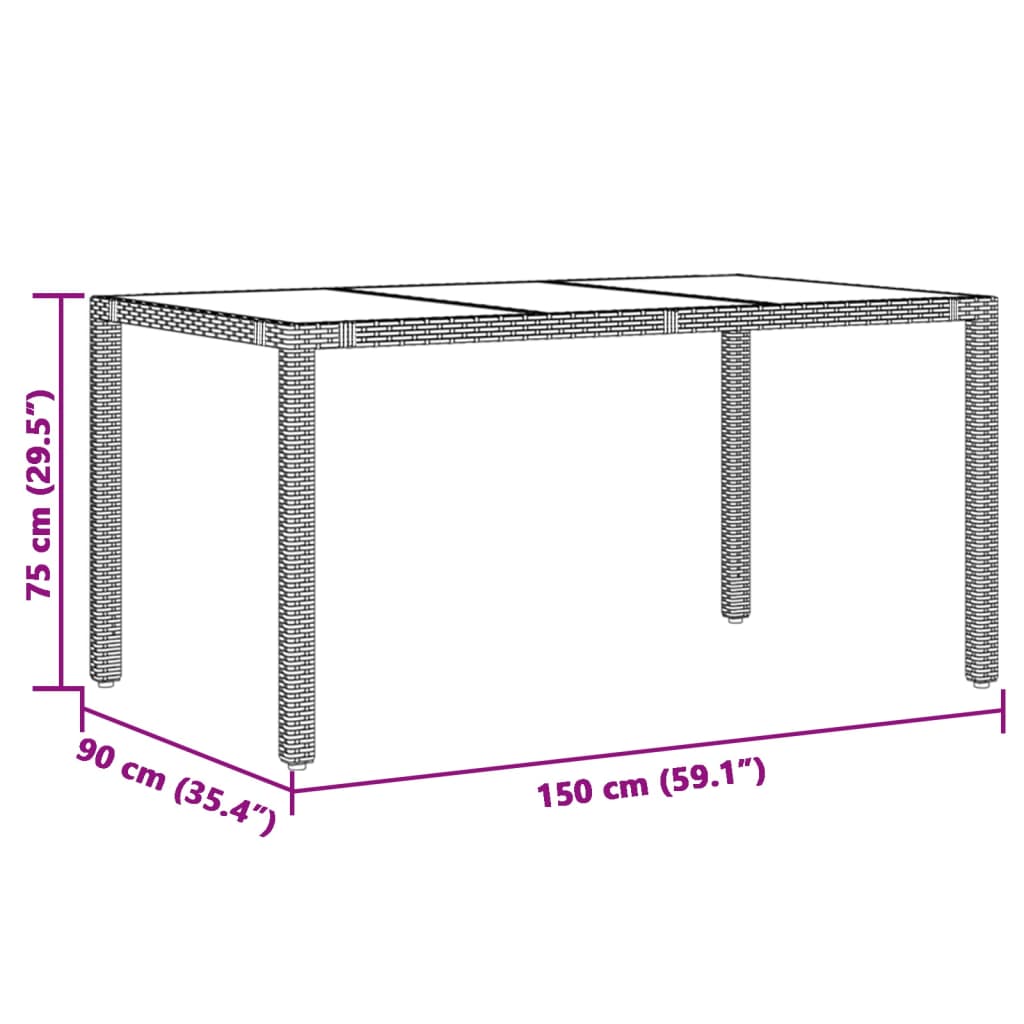 imagem de vidaXL 5 pcs conjunto bistrô p/ jardim c/ almofadões vime PE castanho9