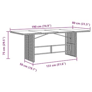 7dílný zahradní bistro set s poduškami hnědý polyratan - obrázek 8