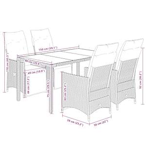5dílný zahradní bistro set s poduškami béžový polyratan - obrázek 7