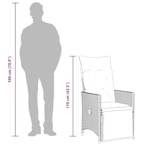 7dílný zahradní bistro set s poduškami béžový polyratan - obrázek 10