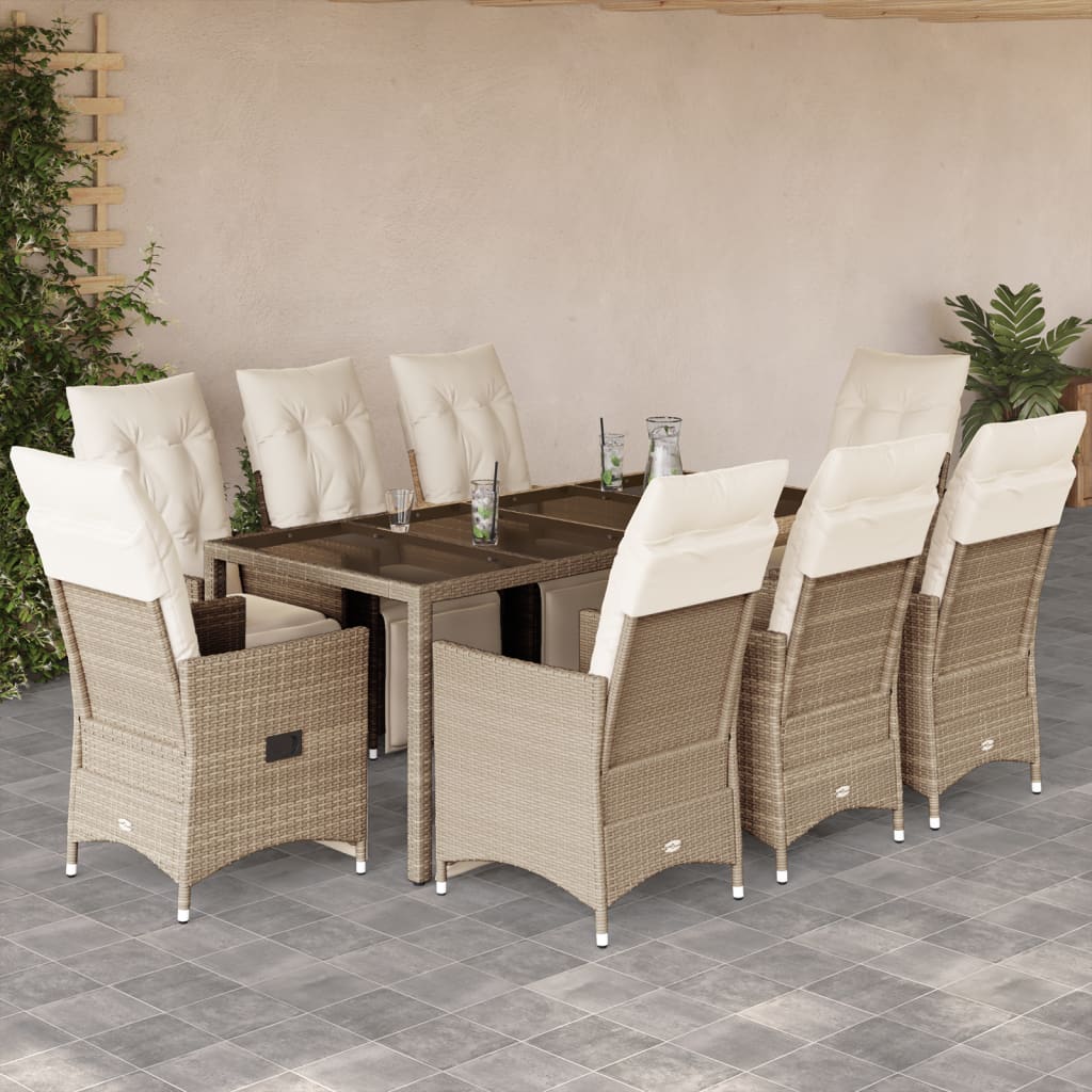 Bistrosæt Til Haven 5 Dele Med Hynder Polyrattan - 8 / 190 x 90 x 75 cm
