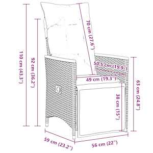 5dílný zahradní bistro set s poduškami šedý polyratan - obrázek 9