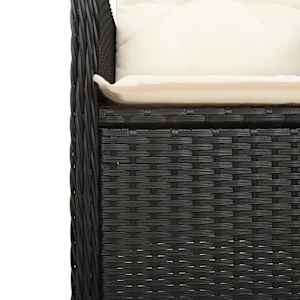 3dílný zahradní bistro set s poduškami černý polyratan - obrázek 6