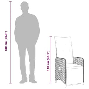 5dílný zahradní bistro set s poduškami černý polyratan - obrázek 10