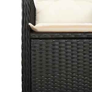 5dílný zahradní bistro set s poduškami černý polyratan - obrázek 6