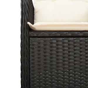 9dílný zahradní bistro set s poduškami černý polyratan - obrázek 7