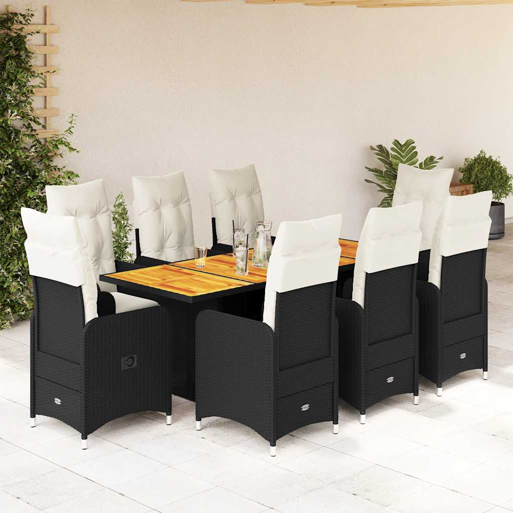 Bistrosæt Til Haven 5 Dele Med Hynder Polyrattan - 8 / Med fodskammel / 190 x 80 x 75 cm