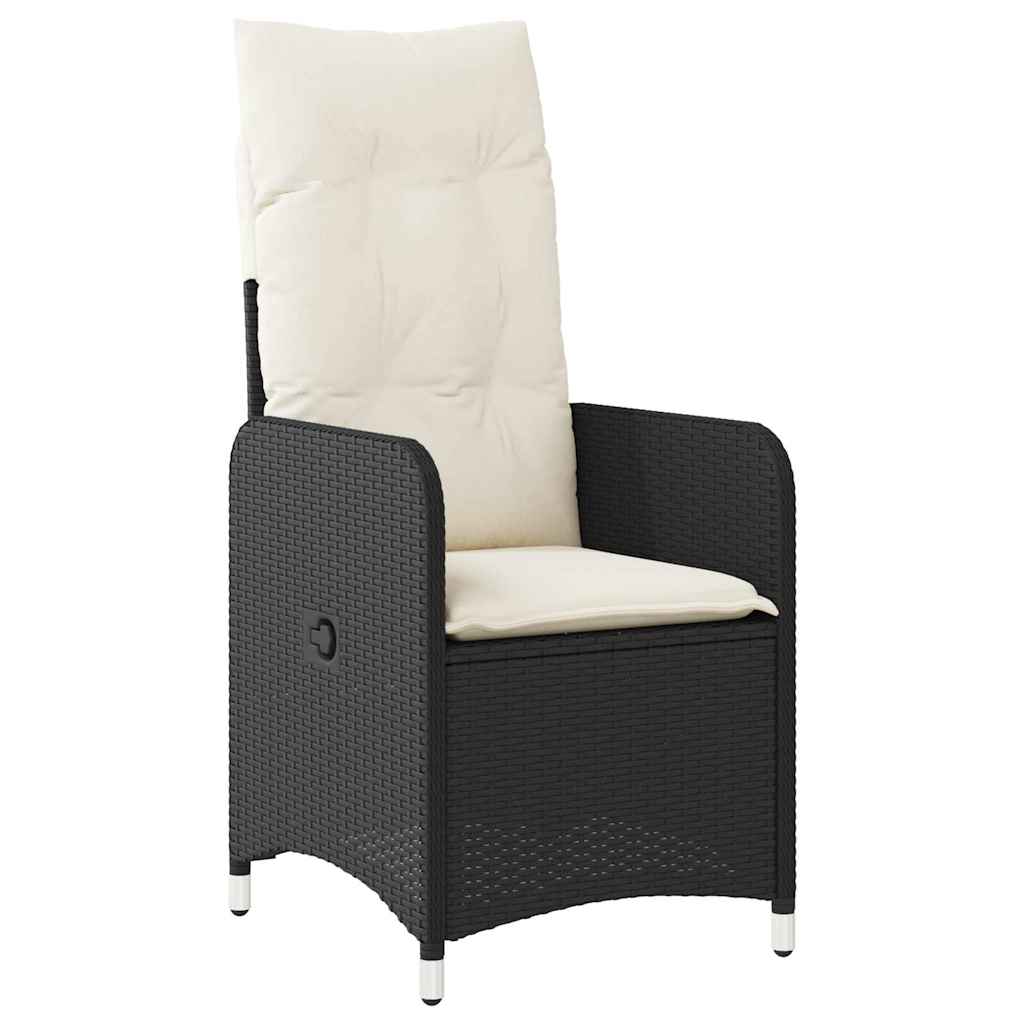 vidaXL 5-delige Bistroset met kussens poly rattan zwart afbeelding