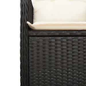 7dílný zahradní bistro set s poduškami černý polyratan - obrázek 6