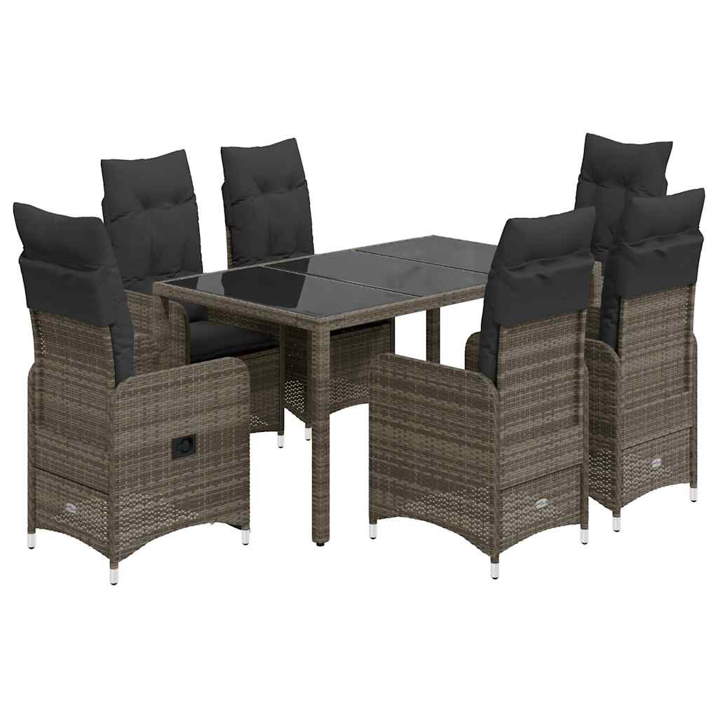 vidaXL 5-delige Bistroset met kussens poly rattan grijs, foto 3