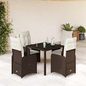 5dílný zahradní bistro set s poduškami hnědý polyratan - obrázek 1