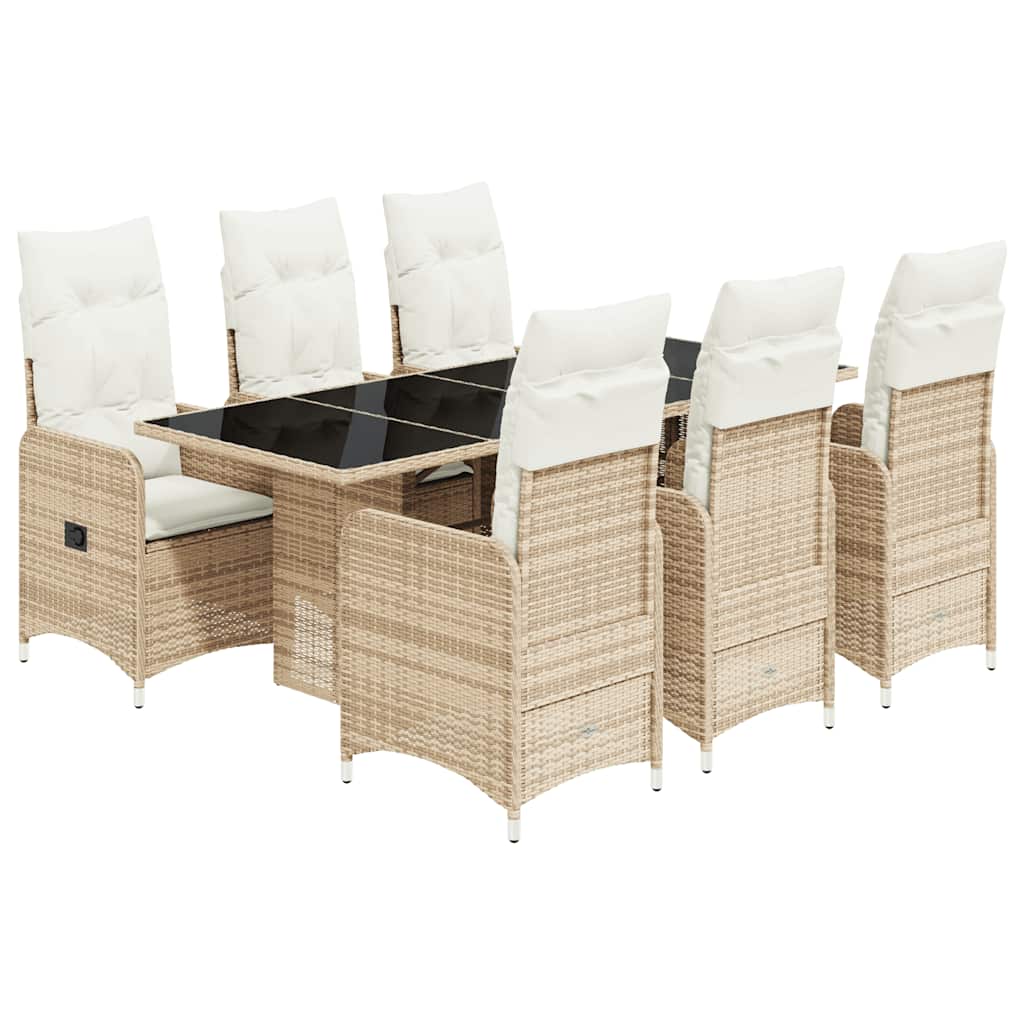 Bistro set z polyratanu v béžové barvě na zahradě